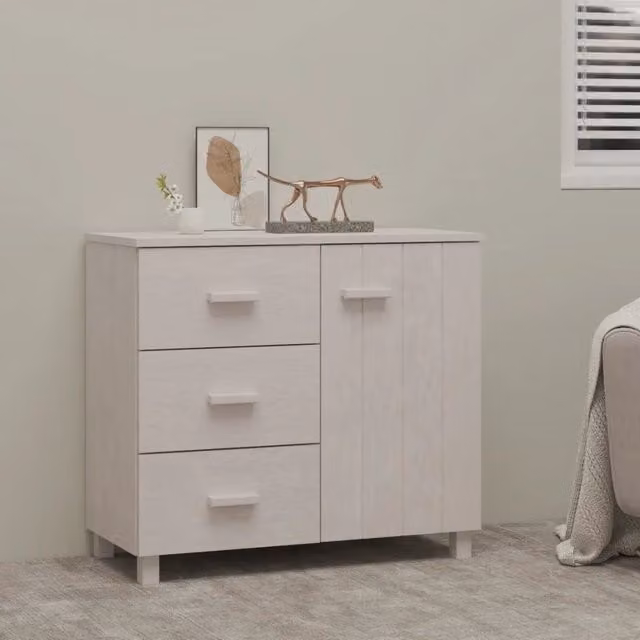 Credenza moderna vidaXL in legno di pino e MDF bianca L: 90 cm, P: 40 cm, H: 80 cm – 1