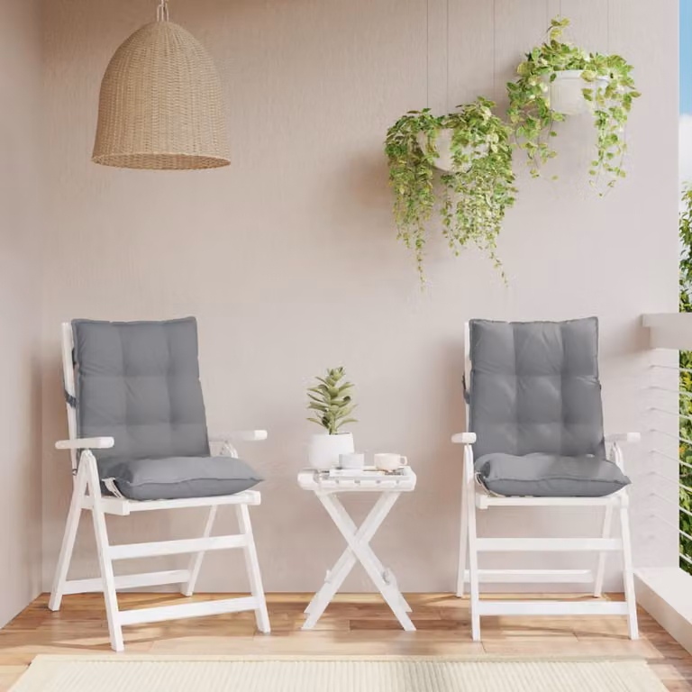 Set di 2 cuscini per sedia con schienale basso vidaXL in tessuto Oxford grigio, idrorepellenti e traspiranti