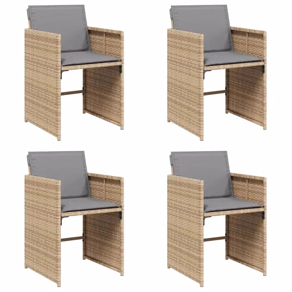 Set di 4 sedie da giardino con braccioli vidaXL in polyrattan beige e grigio con cuscini in tessuto resistente ai raggi UV – 2