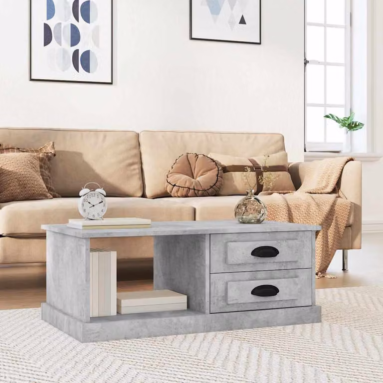 vidaXL Tavolino da salotto moderno in legno e composito, Grigio, L 50 cm x P 35 cm x H 50 cm
