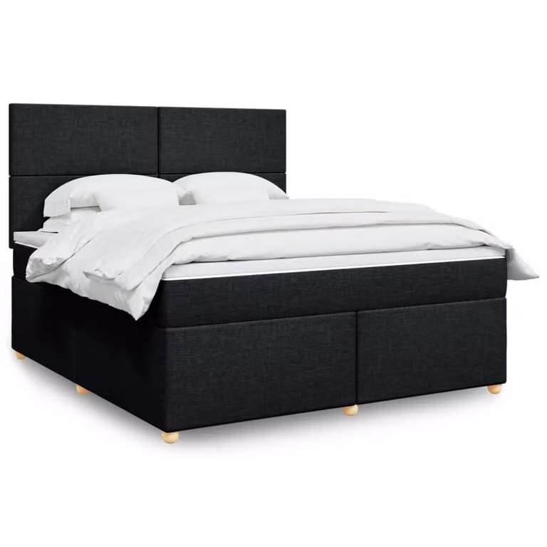 vidaXL Giroletto a Molle con Materasso Nero in Tessuto L/P: 180 x 200 cm