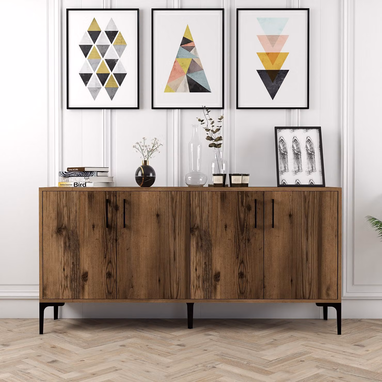 Skye Decor, Kiev 160 - Noce, consolle, noce, 100% PANNELLI DI PARTICELLE RIVESTITI IN MELAMMINA, 160 x 35 x 78 cm