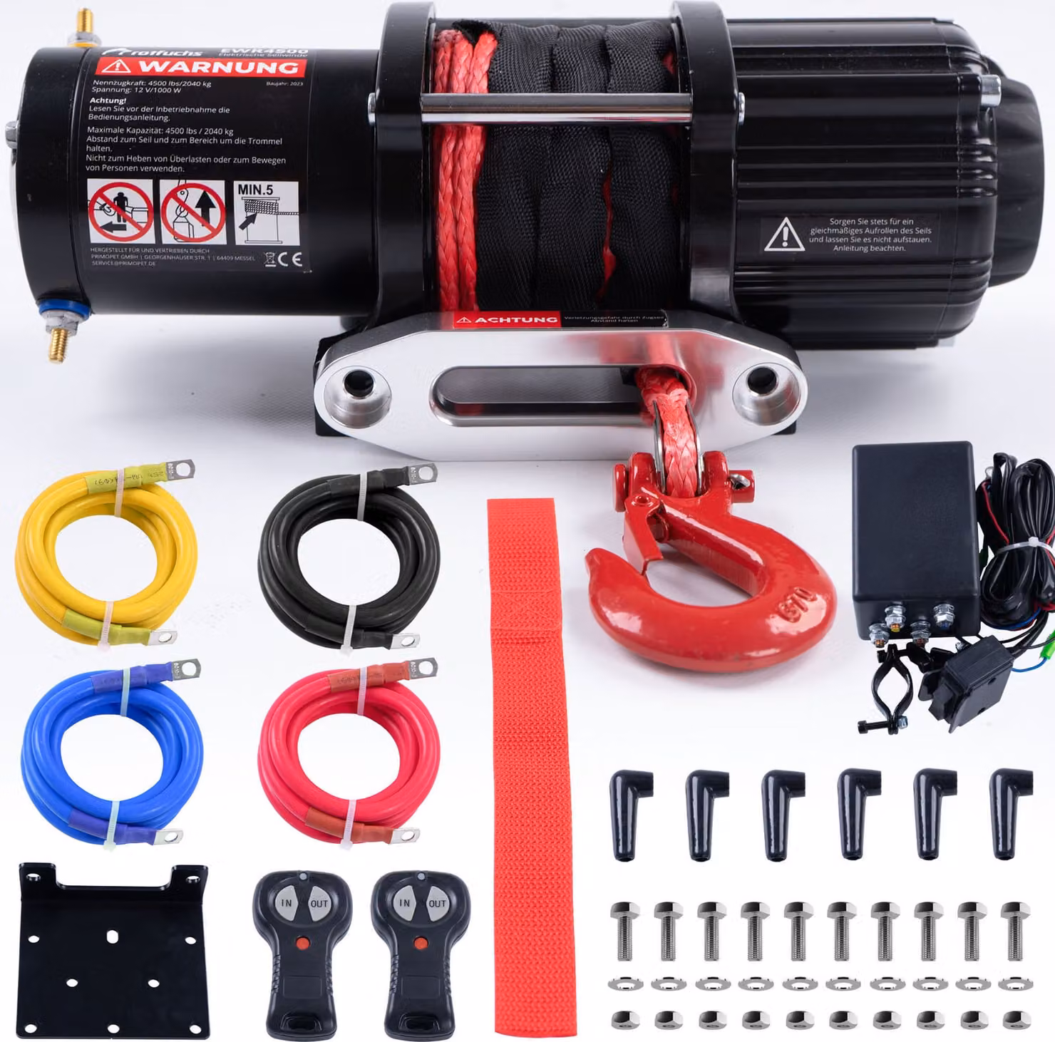 ROTFUCHS verricello elettrico a cavo 12 volt - verricello a cavo motorizzato da 4500 libbre, verricello da traino con telecomando, verricello offroad di potenza 2041 kg, compatibile con ATV UTV
