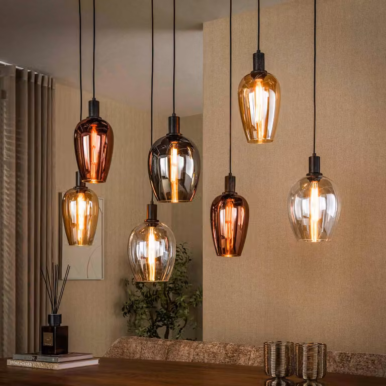 ZIJLSTRA Lampada a sospensione in vetro Amfora, dimmerabile, Multicolore, Soggiorno / Sala da pranzo, Vetro, Scandinavo, Lampada a sospensione