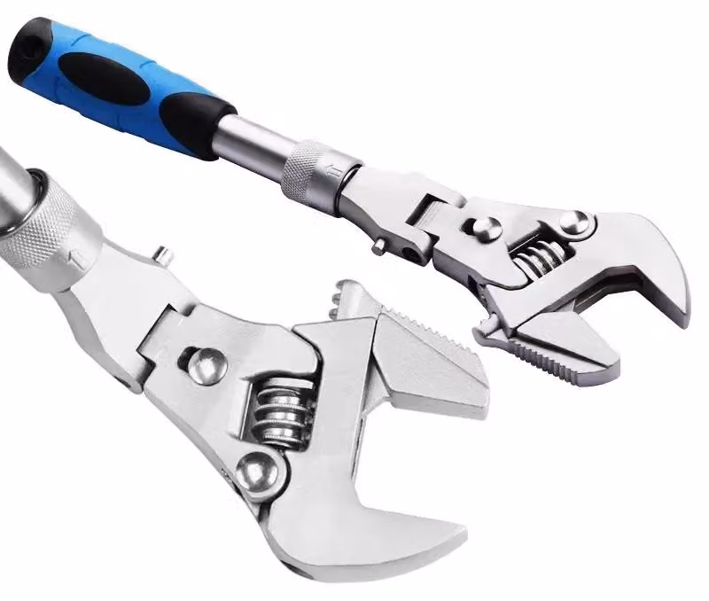 Chiave a rinvio regolabile - Utensile 5-in-1 - 25 cm - Testa pieghevole a 180° - Coppia di serraggio elevata - Utensile per tubi - Adatta per metallo