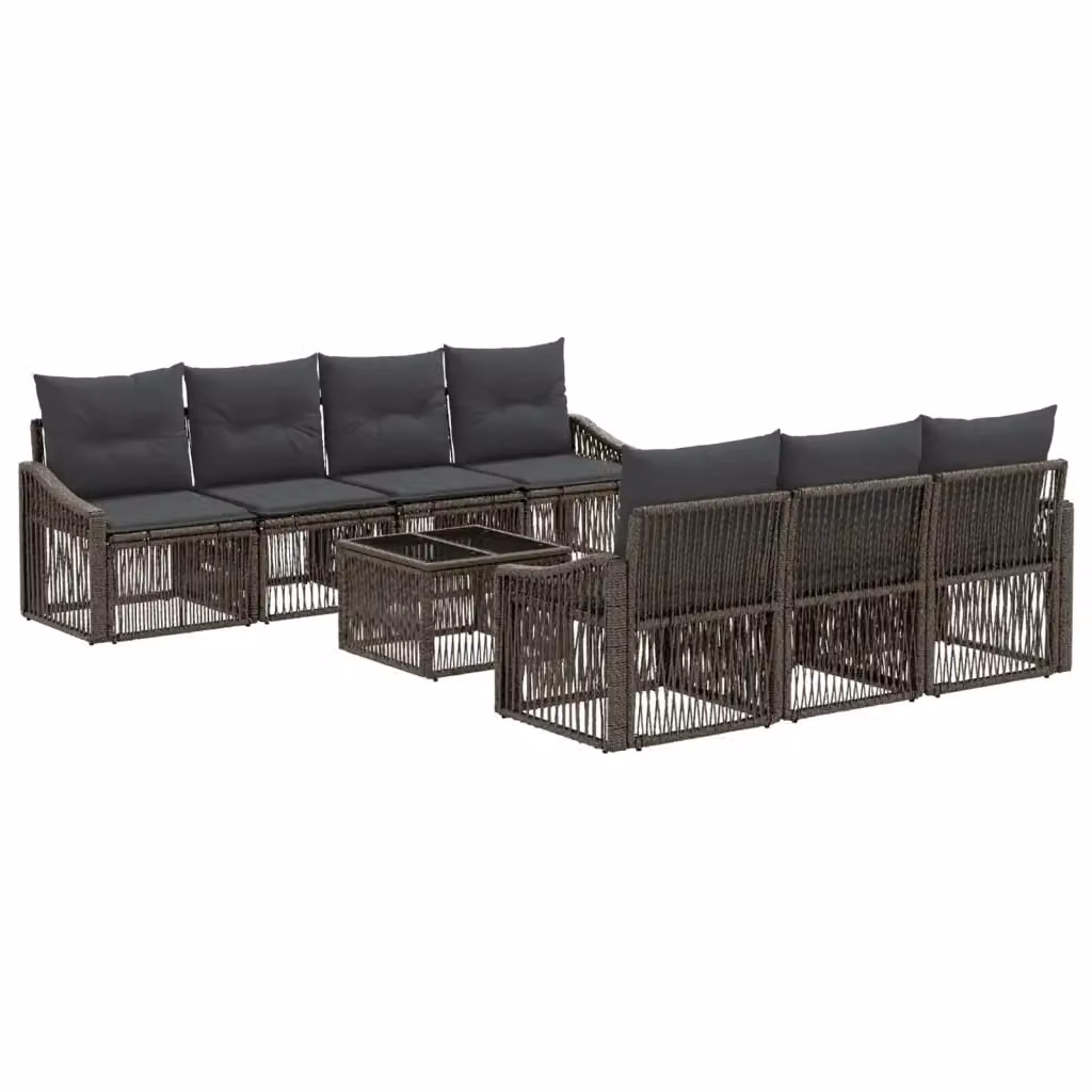 Set da giardino moderno vidaXL in polyrattan grigio composto da 8 pezzi con divano a 3 posti, tavolino da caffè e cuscini inclusi – 2