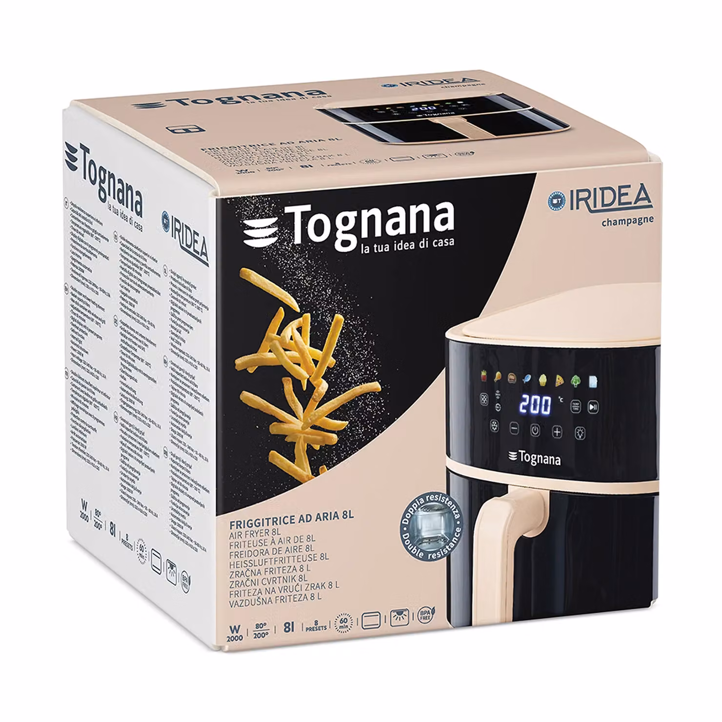 Friggitrice ad aria Tognana Linea Iridea Gold, 8 Litri, 2000 Watt con display digitale – 6