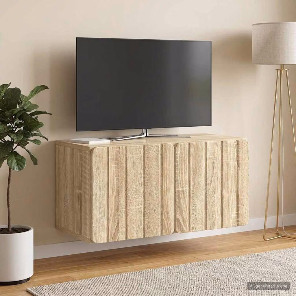 vidaXL Mobile Porta TV da Muro Moderno in Rovere Sonoma, L 59,5 cm x P 31 cm x H 30 cm