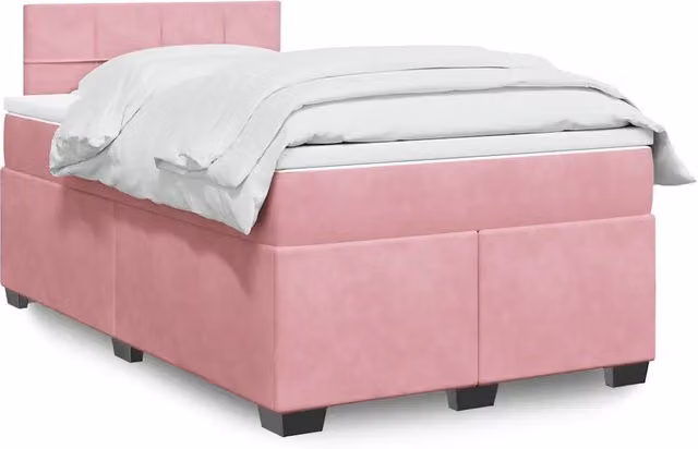 Giroletto a Molle con Materasso Rosa 120x190 cm in Velluto 3288563