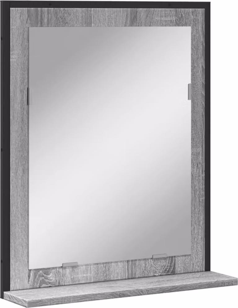 Specchio Bagno con Ripiano Grigio Sonoma 50x12x60cm Multistrato