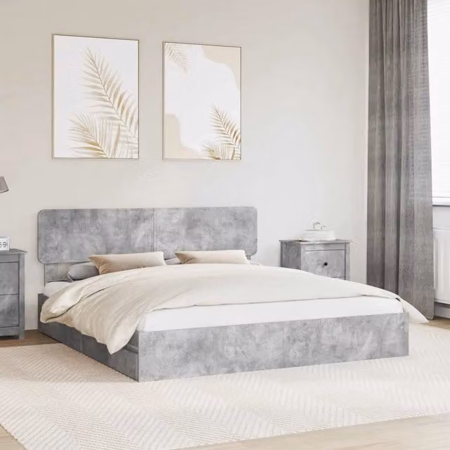 Letto con Contenitore con cassetto Grigio cemento 180 x 200 cm 3412251