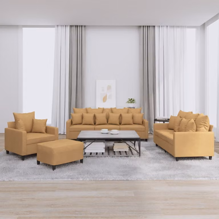 Maison Exclusive - Set divano 4 pezzi con cuscini in velluto marrone