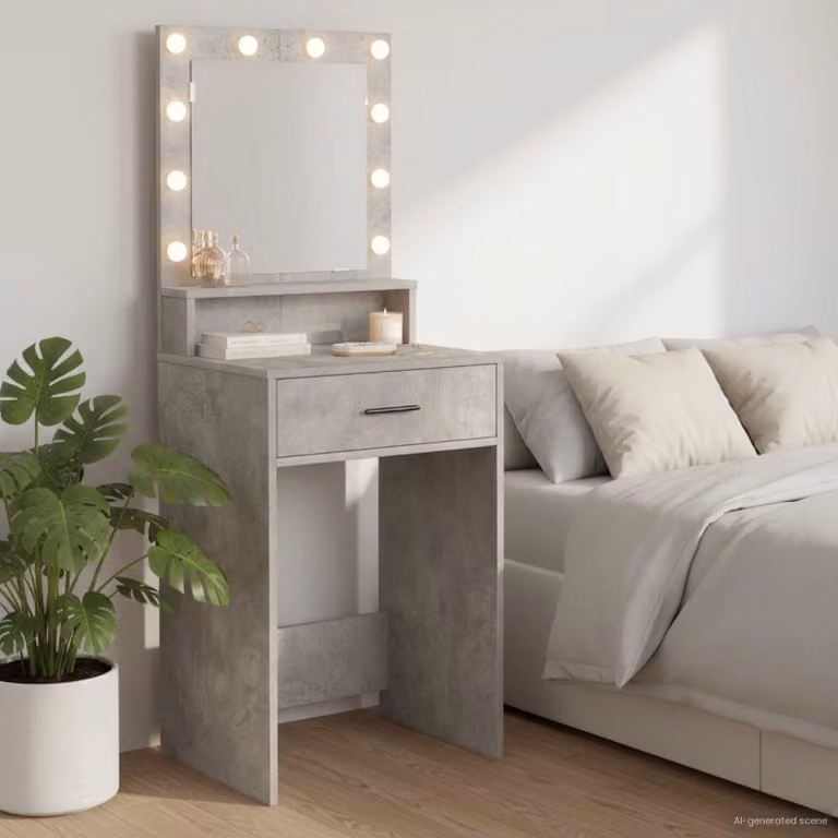 vidaXL Tavolo da Trucco Moderno Grigio L: 50 cm, P: 41 cm, H: 135 cm
