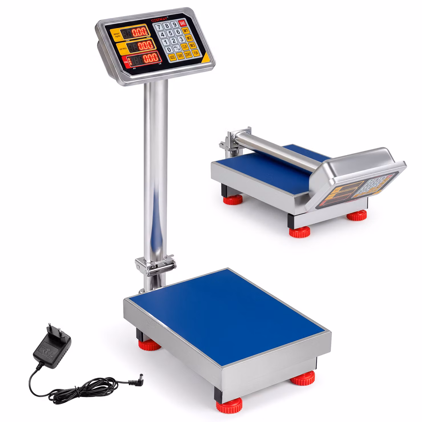 Bilancia professionale a piattaforma Costway in acciaio inossidabile color argento, precisione 50 g e capacità massima 150 kg