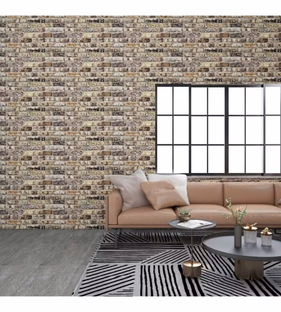 vidaXL Set di 10 pannelli murali 3D effetto pietra in polistirene multicolore L: 100 cm, H: 50 cm, P: 2 cm – 2