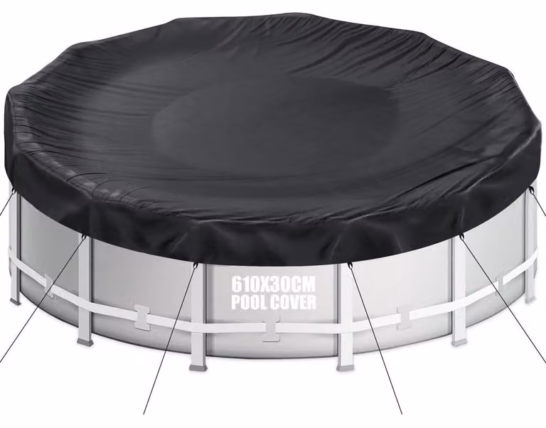 Copertura per piscina, forma circolare, diametro 610 cm, tessuto Oxford 420D, adatta per piscine con diametro da 550 a 610 cm, con corda di fissaggio