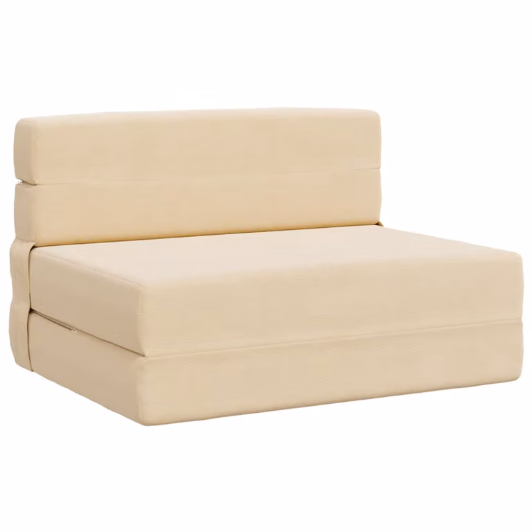 vidaXL Divano Letto Pieghevole Moderno in Tessuto Beige L: 100 cm, P: 80 cm, H: 60 cm