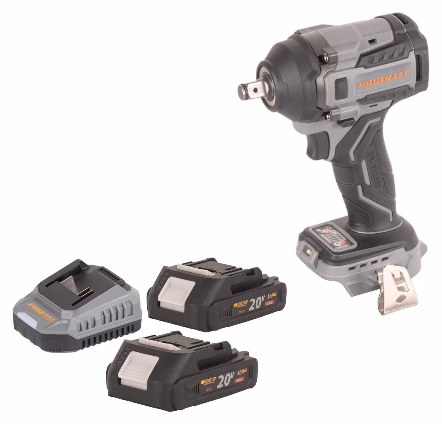 Procraft Industrial IW550Abb Avvitatore a impatto a batteria 20 V 550 Nm 1/2" + 2x batteria 2,0 Ah + caricabatteria