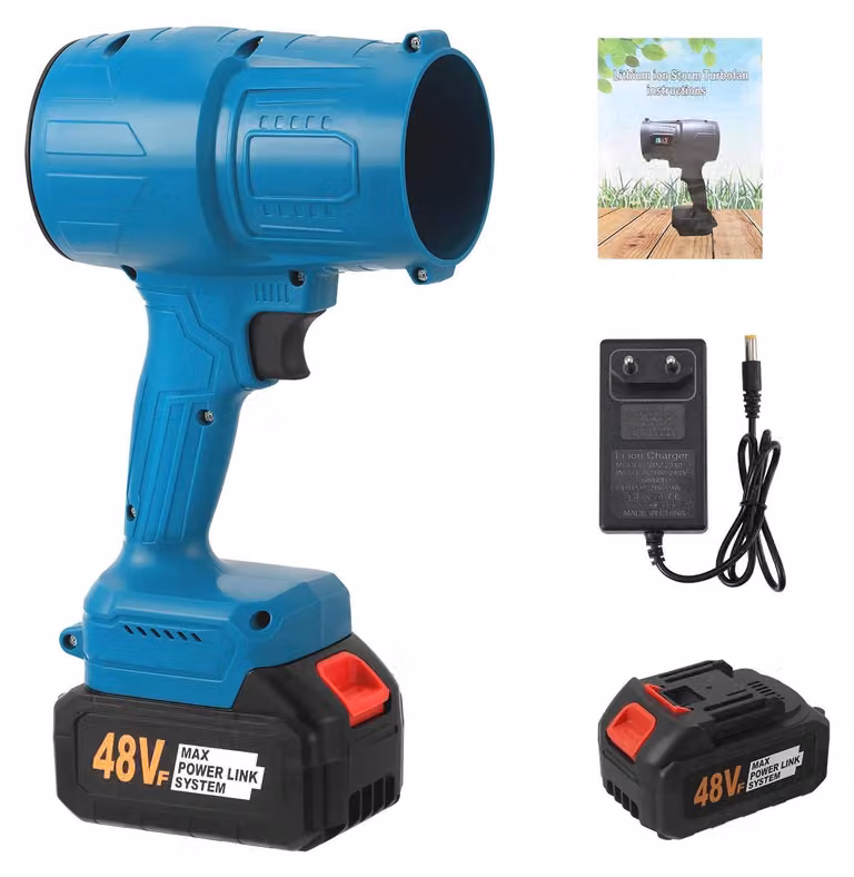 Soffiatore a batteria da 18 V - Soffiatore a batteria senza fili - Flusso d'aria fino a 80 m/s - Include batteria - Ideale per prati, auto e terrazzi - Colore: blu