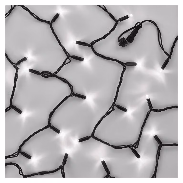 Catena luminosa professionale, 10 metri, 100 LED, luce bianca fredda, colore nero, grado di protezione IP44