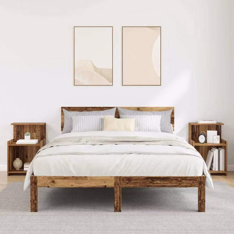 Set di 2 Armadi da Notte vidaXL in Legno Vecchio Marrone L 40 cm x P 35 cm x H 60 cm
