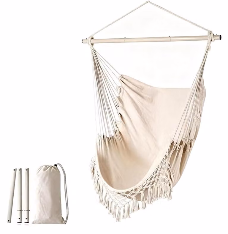 Sedia a dondolo in tessuto con frange - Stile scandinavo