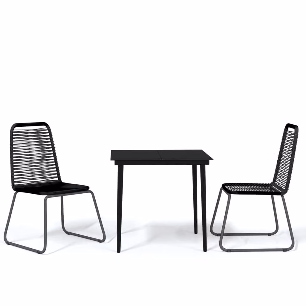 Set Mobili da Pranzo per Giardino 3 pz Nero