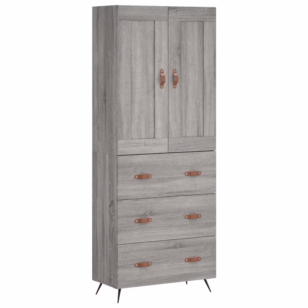 Credenza moderna vidaXL in legno e metallo, colore grigio, L: 69,5 cm, P: 34 cm, H: 180 cm – 2