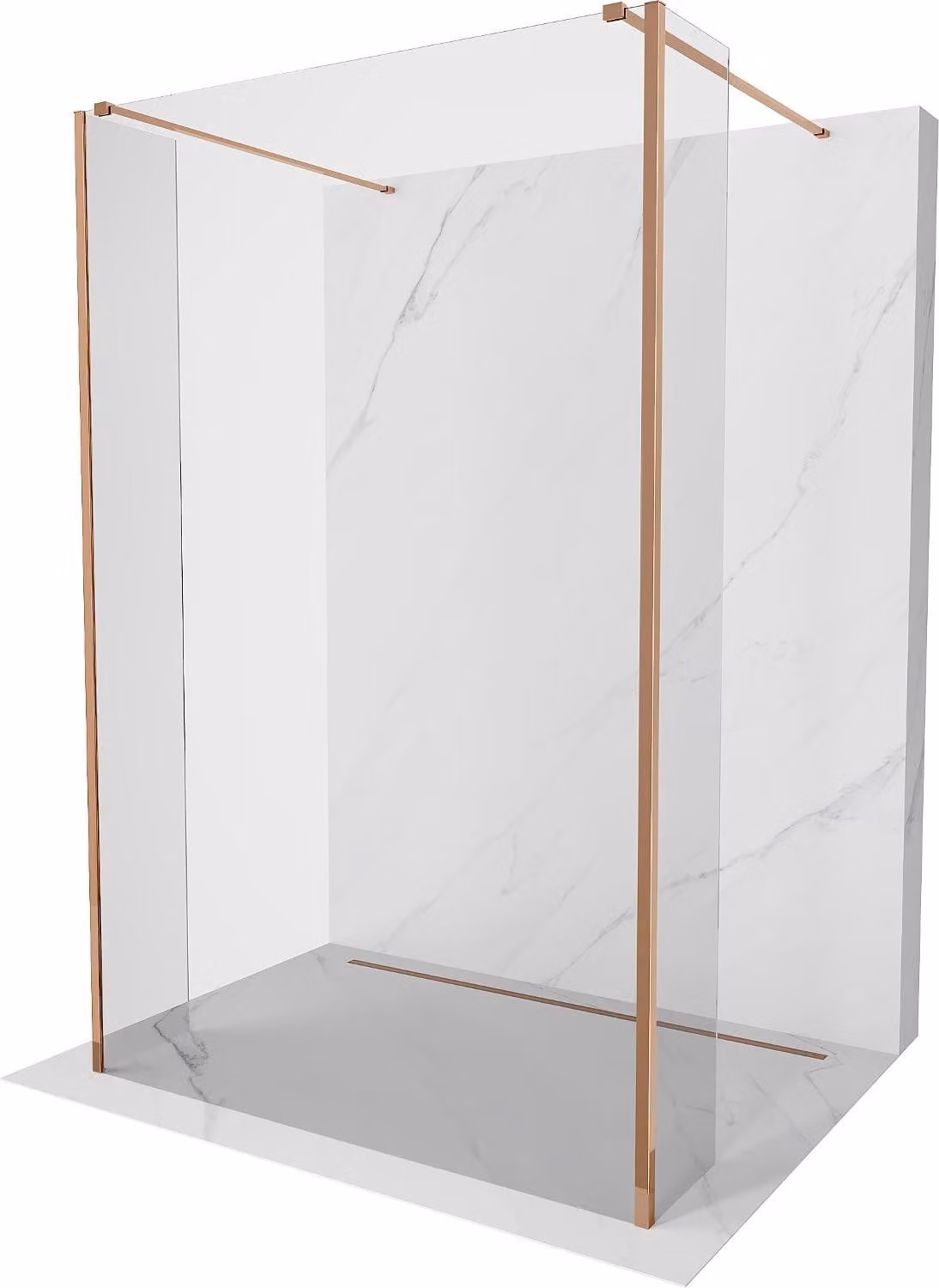 Mexen Kioto parete doccia indipendente 140 x 30 x 30 cm, trasparente, oro rosa - 800-140-030-222-60-00-030