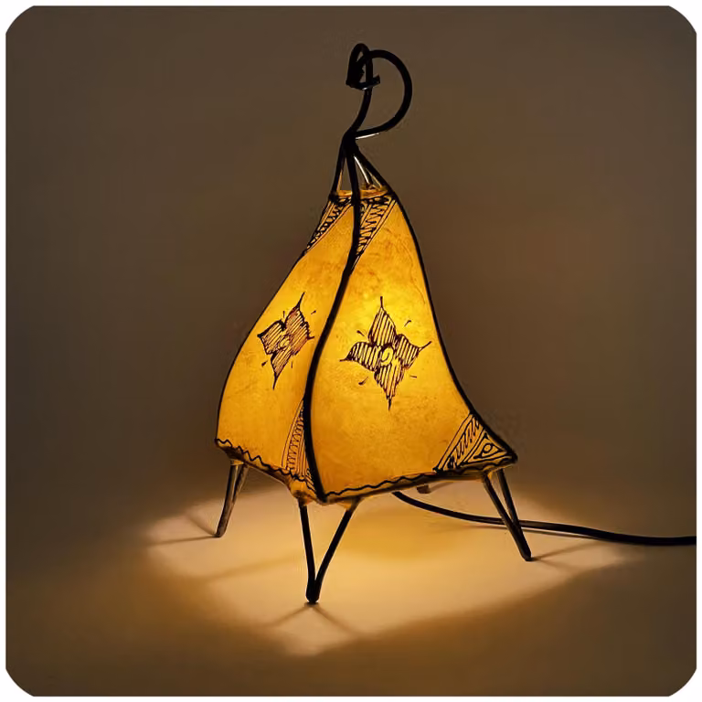 Lampada orientale Lampada all'henné Lampada in pelle marocchina Lampada da tavolo Lampada da terra Mellah Orient 35-38 cm, giallo