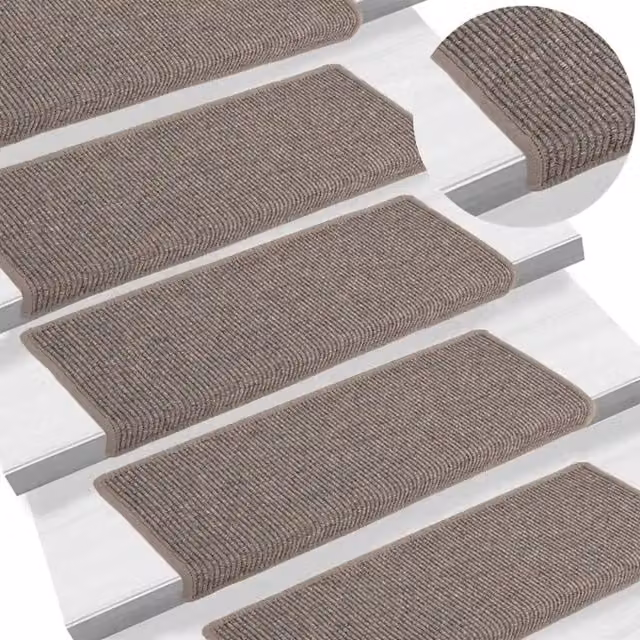 Set di 15 tappetini per scale autoadesivi vidaXL in polipropilene e poliestere, colore beige, L: 65 cm, P: 21 cm, H: 4 cm