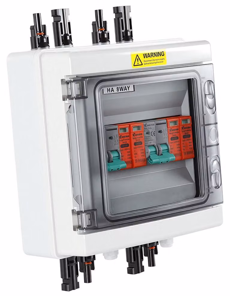 Ikodm, scatola di connessione solare, protezione da sovratensione, fotovoltaico, protezione contro i fulmini, interruttore di sezionamento, impianto, LS, pannello solare, DC, 2 stringhe
