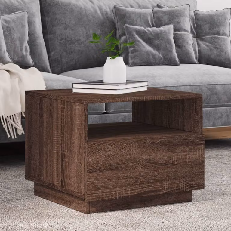 Maison Exclusive - Tavolino con luci LED effetto rovere marrone 50x49x40 cm
