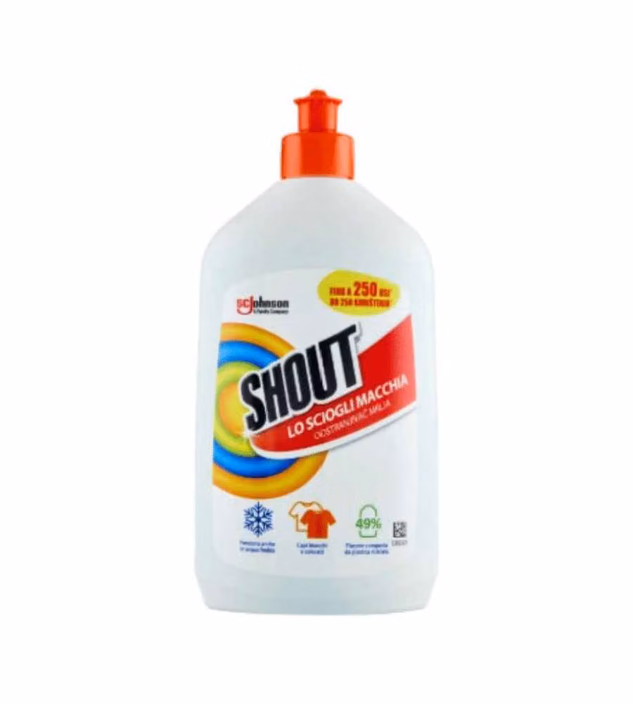 SHOUT Smacchiatore Liquido 500ml - Efficace su Capi Bianchi e Colorati