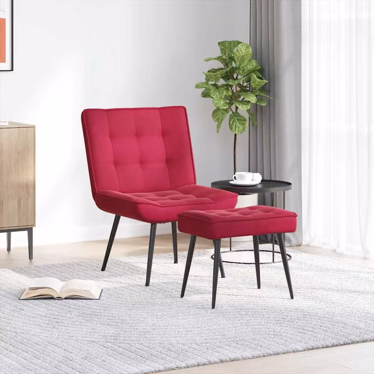 vidaXL Poltrona Relax con Poggiapiedi in Velluto Rosso