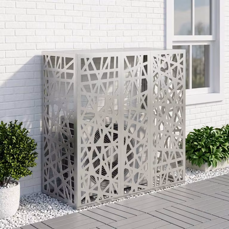 Copertura per condizionatore d'aria vidaXL in acciaio galvanizzato Argento L: 110 cm, P: 50 cm, H: 105 cm