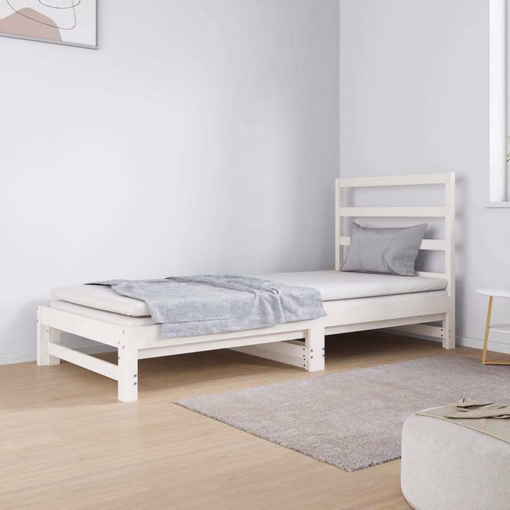 The Living Store Daybed Estensibile Bianco 2x(90x190) cm in legno di pino massiccio