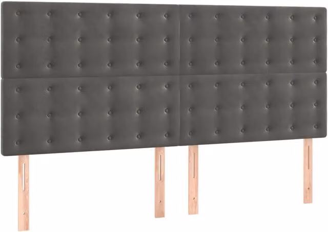 Testiera in Velluto Grigio Scuro per Camera da Letto L: 180 cm, P: 5 cm, H: 118-128 cm