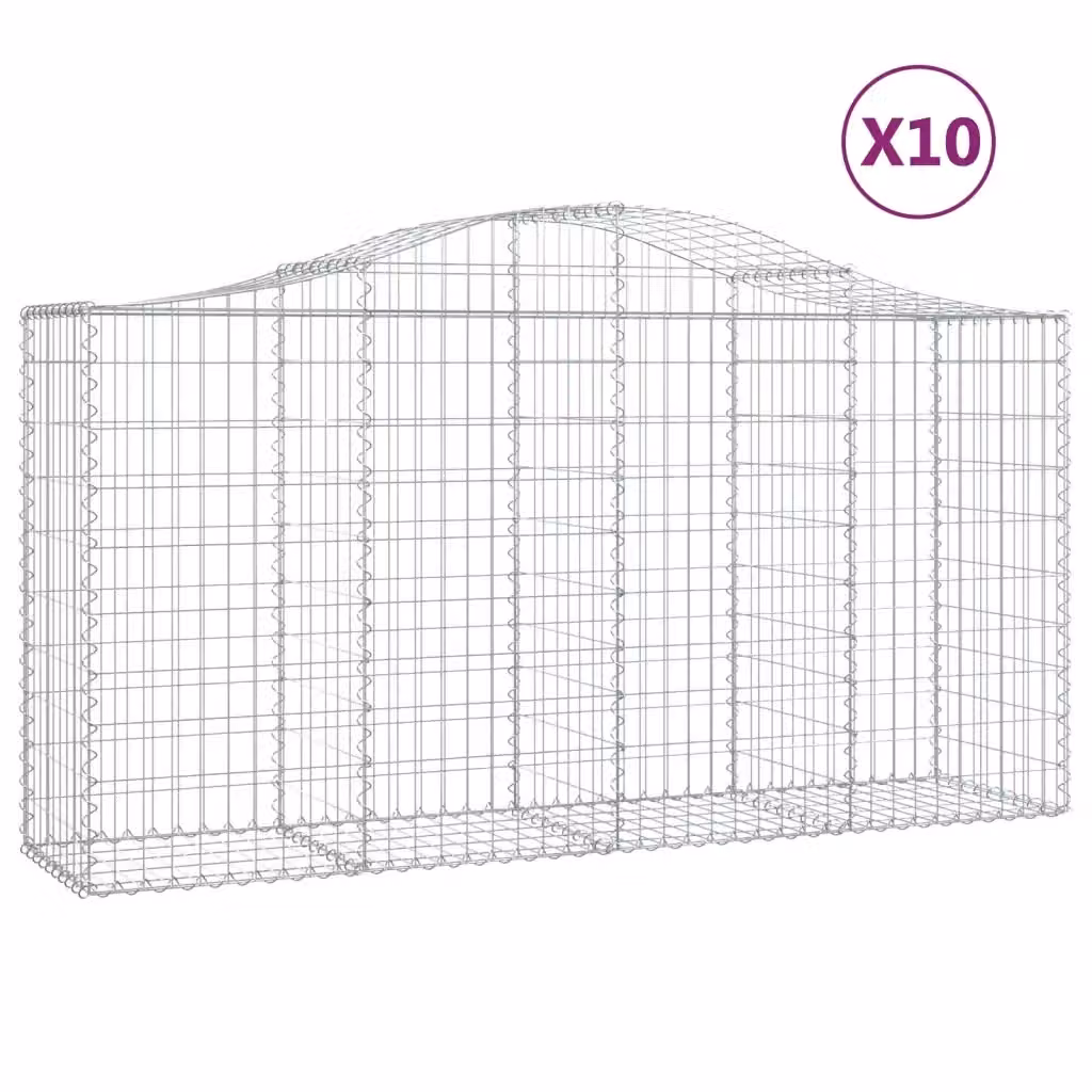 Set di 10 Cesti Gabbioni ad Arco Videx in Acciaio Zincato Colore Argento L: 200 cm, P: 50 cm, H: 100/120 cm – 2