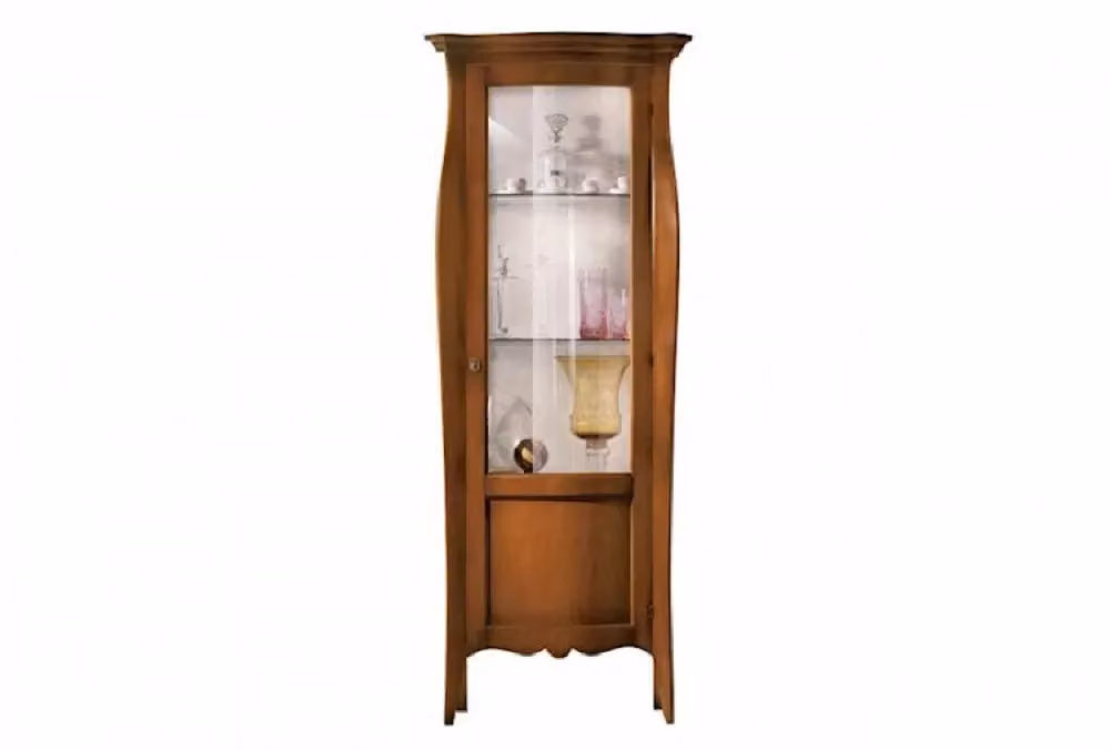 Vetrina in legno stile arte povera con porta in vetro Mobili 2G color noce L: 78 cm, P: 49 cm, H: 200 cm – 1