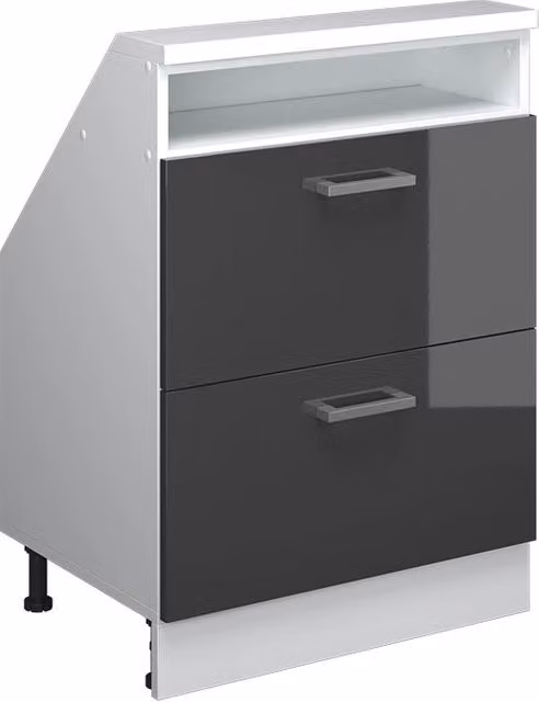 Mobile sottotetto Vicco Rion moderno in antracite lucido e bianco con cassetti e ripiani aperti L: 60.0 cm, H: 83.8 cm, P: 46.0 cm – 1