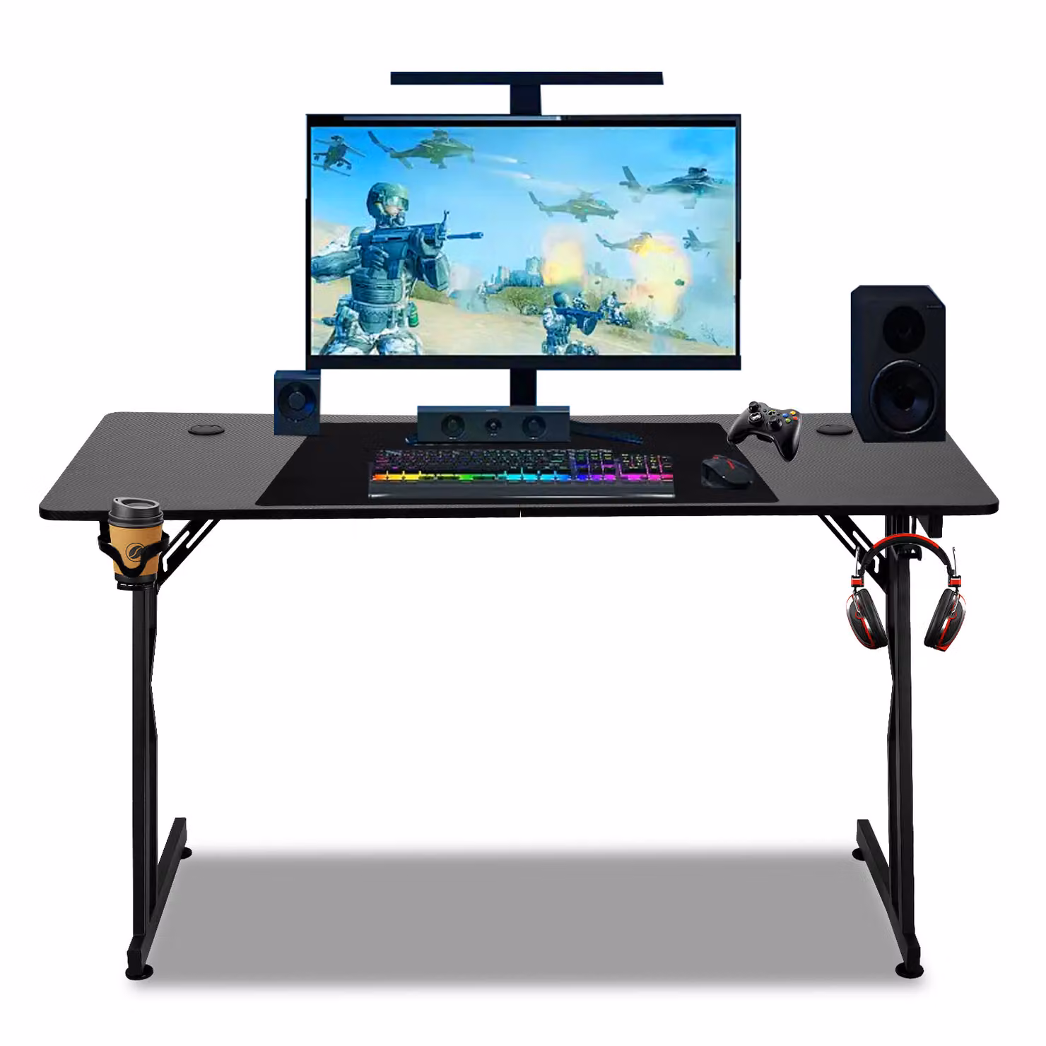 Jayseuw scrivania da gioco ad angolo 120x60cm scrivania per PC scrivania per computer gamer scrivania per ufficio con porta cuffie e porta bicchieri scrivania da gioco per casa e ufficio