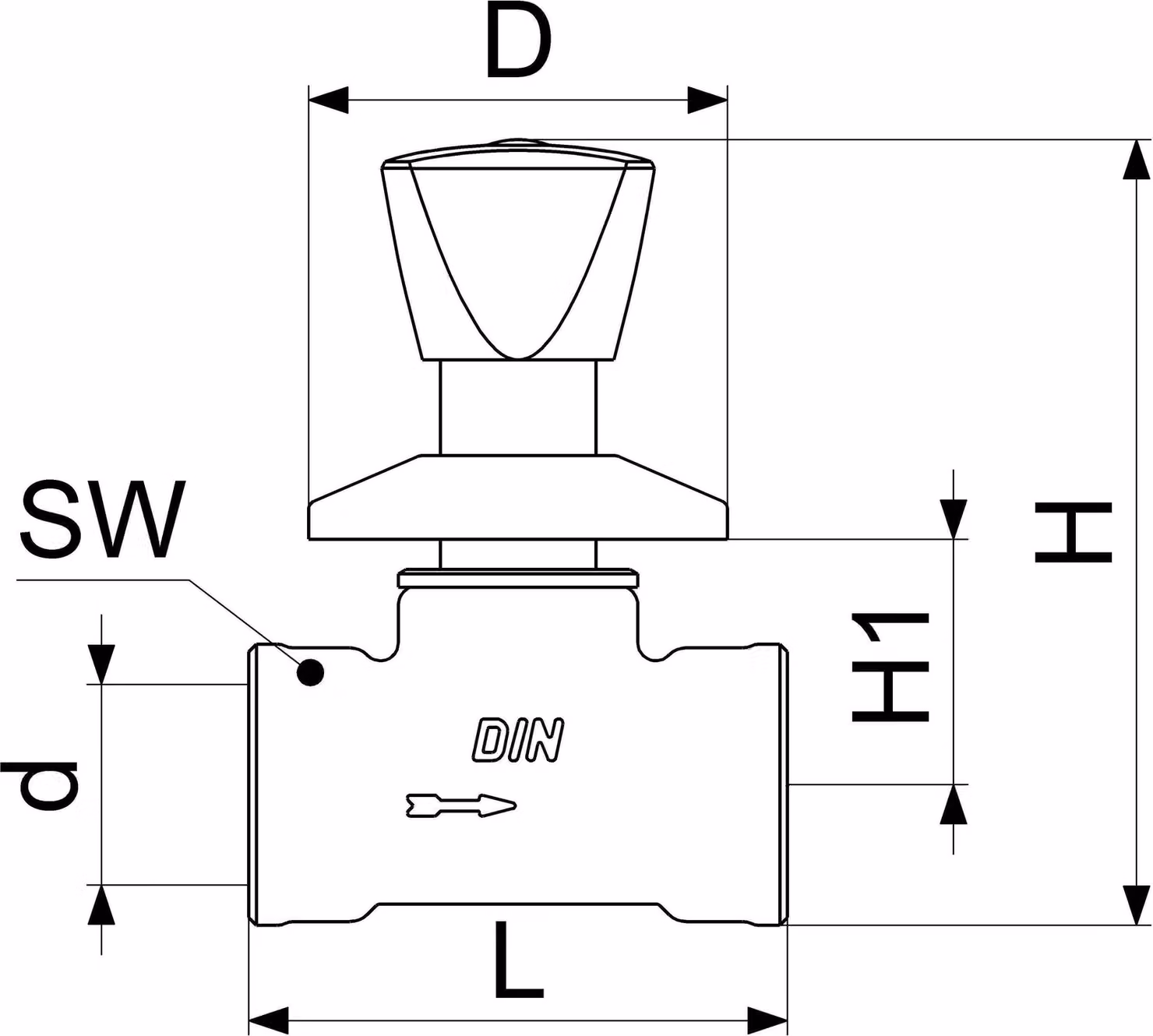 Js Up-Ventil, Dreikanthaubengriff Dn20,Ig 3/4",Messing