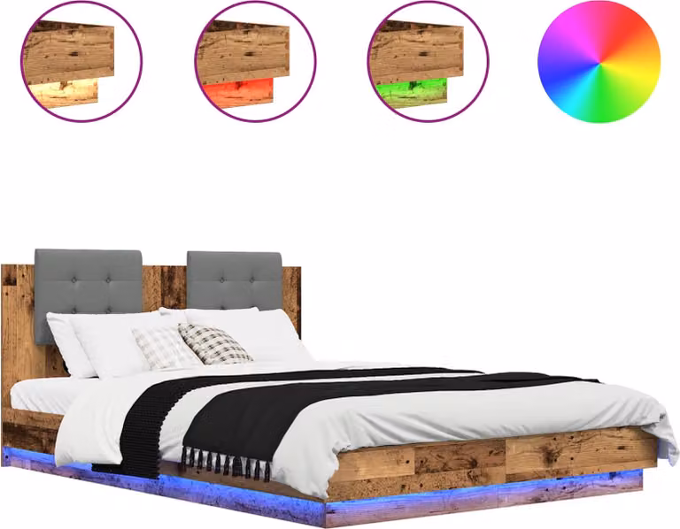 Struttura letto con testata Legno vecchio 160 x 200 cm