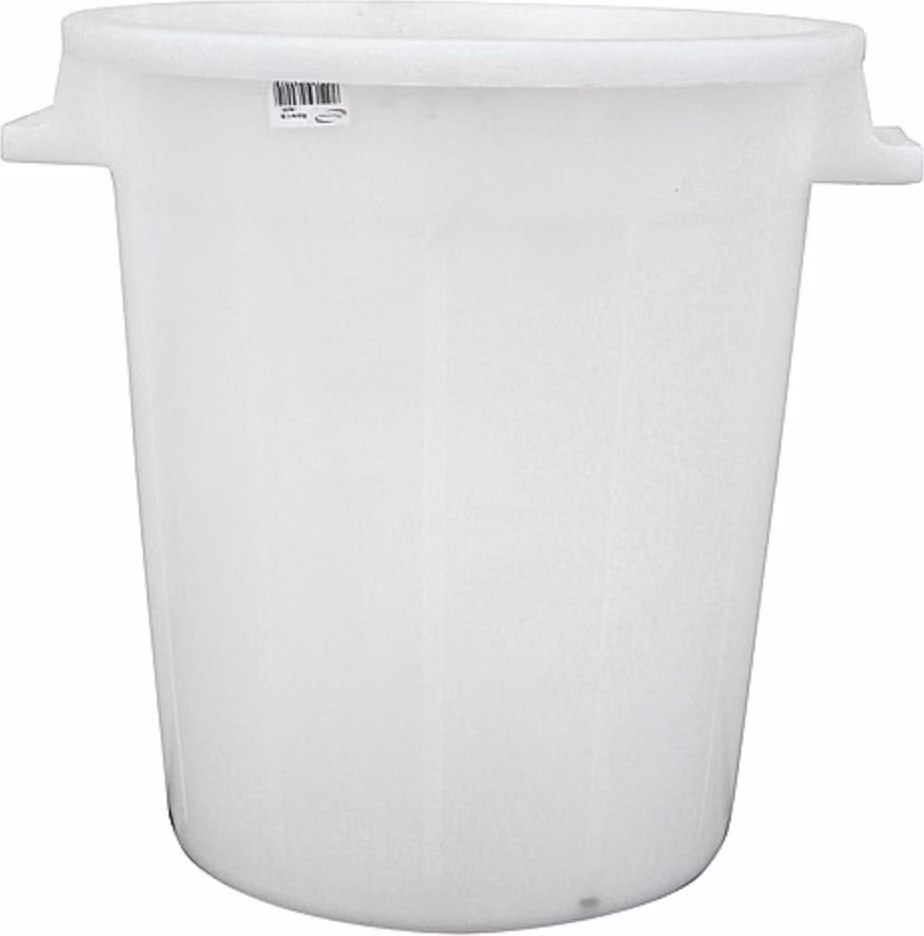 Contenitore di plastica bianco da 50 litri, barile multiuso, contenitore di plastica, bidone, bidone universale