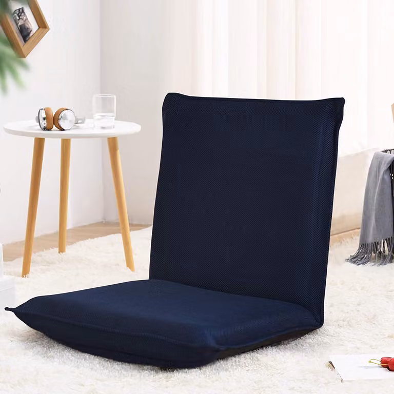 Sedia da pavimento COSTWAY con schienale regolabile a 6 livelli, sedia da pavimento imbottita, sedia da gioco, lettino relax, divano pigro, portata 150 kg, sedia da meditazione blu navy