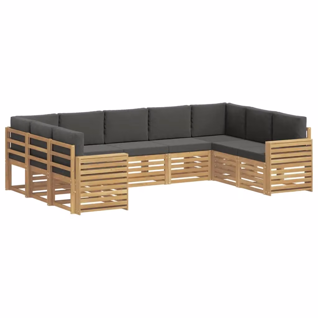 Set di divani ad angolo vidaXL in legno di acacia massello con cuscini grigi per giardino e terrazzo – 2