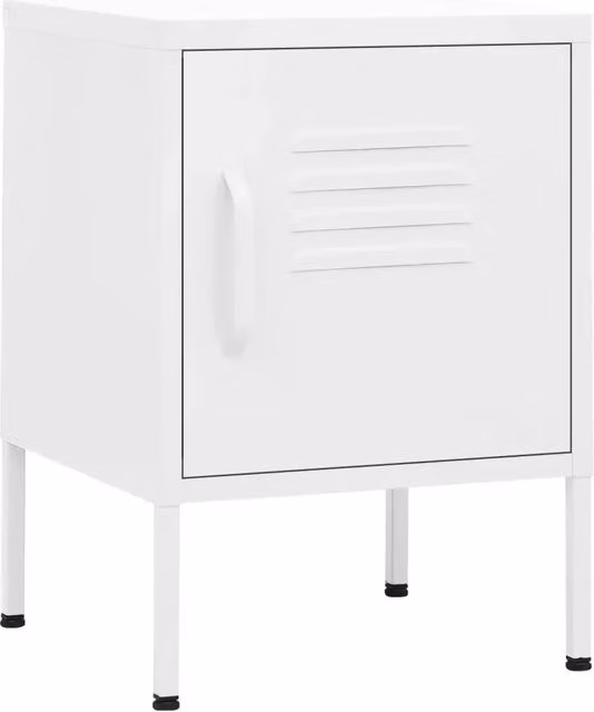 Set di 2 comodini bianchi lucidi Design Mania in metallo, modello moderno da parete, L/P/H: 35 x 35 x 51 cm