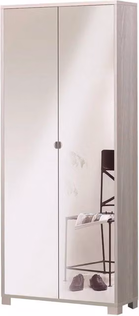 Armadio 2 Ante con Specchio 83x190x29 cm Olmo Chiaro