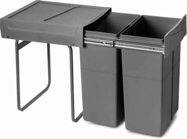 Contenitore estraibile per mobili Recycle da agganciare all'anta, capacità 15 lt, Grigio antracite, EMUCA